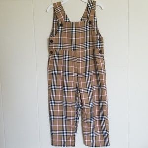 Plaid print overalls